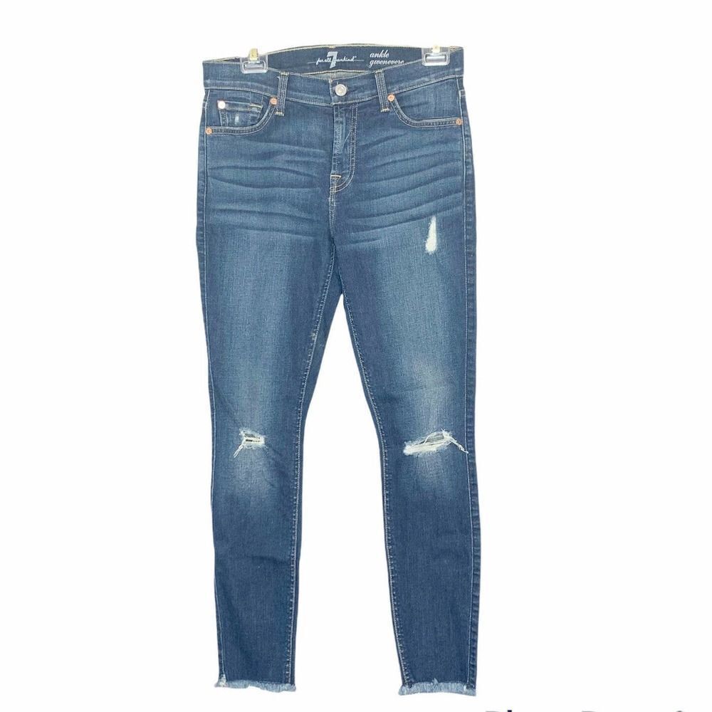 7 For All Mankind Raw Hem Gwenevere Ankle Jeans - Picture 2 of 10